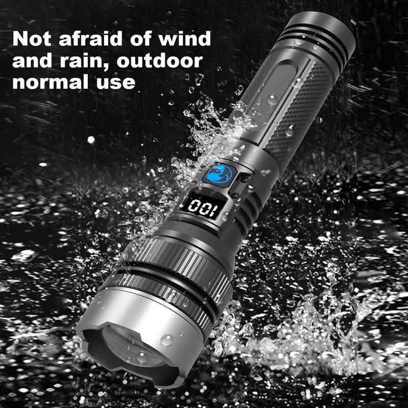 🔦High-Power Rechargeable Zoom Flashlight with Power Bank & Digital Battery Display🔋