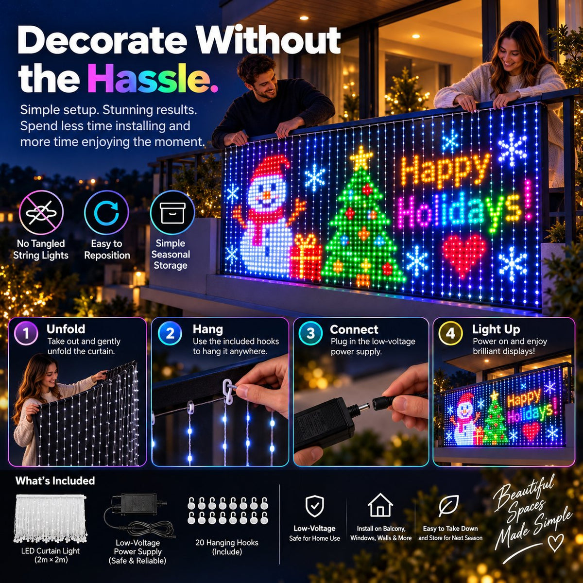 Ahlwocore animated LED mesh curtain product image 8