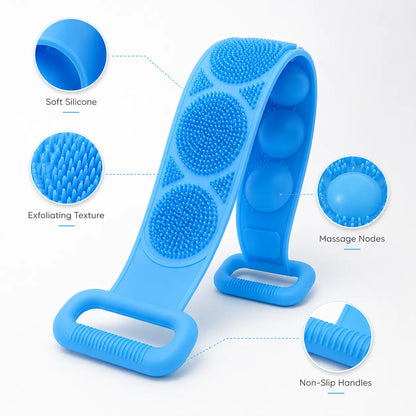Silicone Bath Brush, Double-Sided Back Scrubber for Body Cleansing & Exfoliating