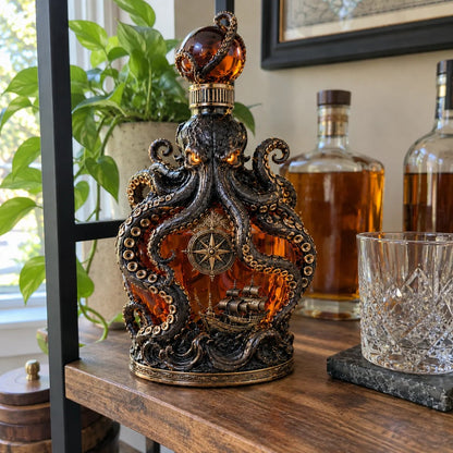 🐙 Kraken-Inspired Whiskey Decanter – Sculpted Nautical Display Bottle