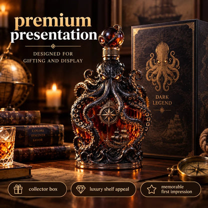 🐙 Kraken-Inspired Whiskey Decanter – Sculpted Nautical Display Bottle