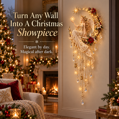 🔥 Last Day 50% OFF –Angel’s Moonlit Starfall – Lighted Christmas Angel Wall Decor 🪽