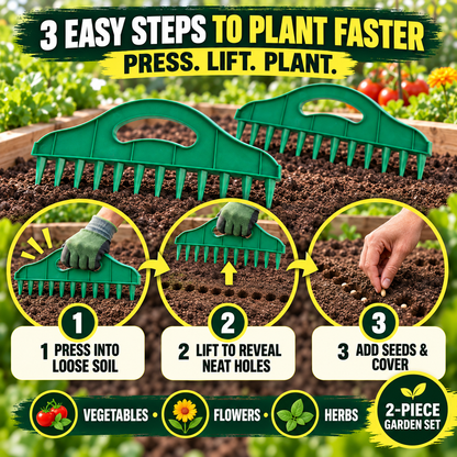 🌱 2-Pack Garden Furrow Maker & Seed Spacing Tool Set