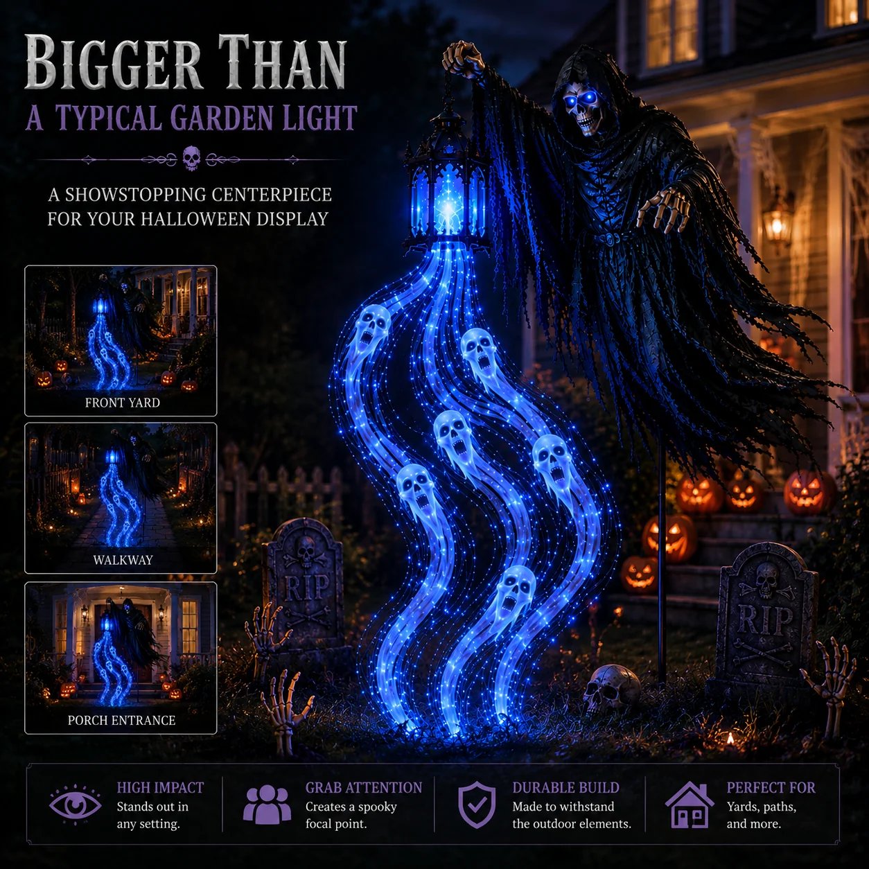 🔥49% OFF Today  🎁💀 Halloween Haunted Yard Lights – Solar Spirit Character Collection👻
