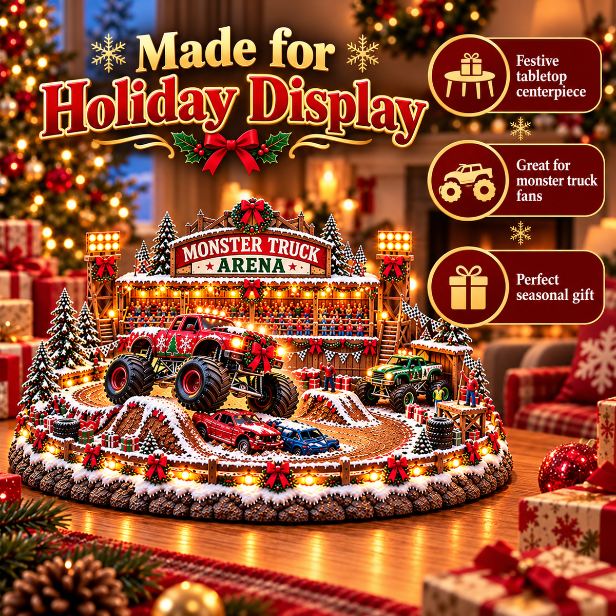 🚗 Christmas Classic Gas Station Village –4 Holiday Vehicle Scenes