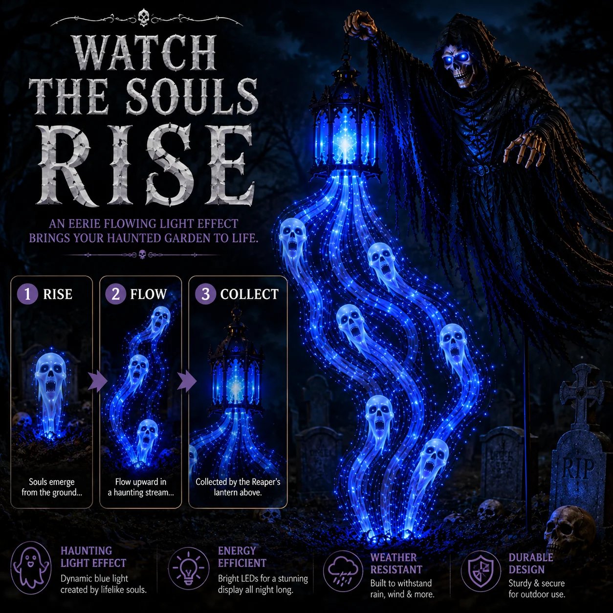 🔥49% OFF Today  🎁💀 Halloween Haunted Yard Lights – Solar Spirit Character Collection👻