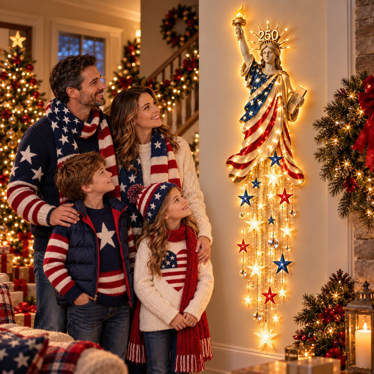 🗽 Liberty 250 Starfall Wall Glow – Patriotic Anniversary Lighted Keepsake
