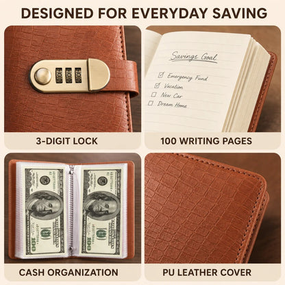 📒🔒 LAST DAY 50% OFF！Lockable A6 Money Savings Notebook with 3-Digit Code L