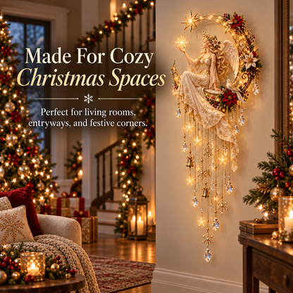 🔥 Last Day 50% OFF –Angel’s Moonlit Starfall – Lighted Christmas Angel Wall Decor 🪽