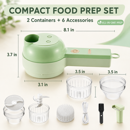 🔥 4-in-1 Electric Chopper 🧄 Slice, Mince, Peel & Clean with Ease