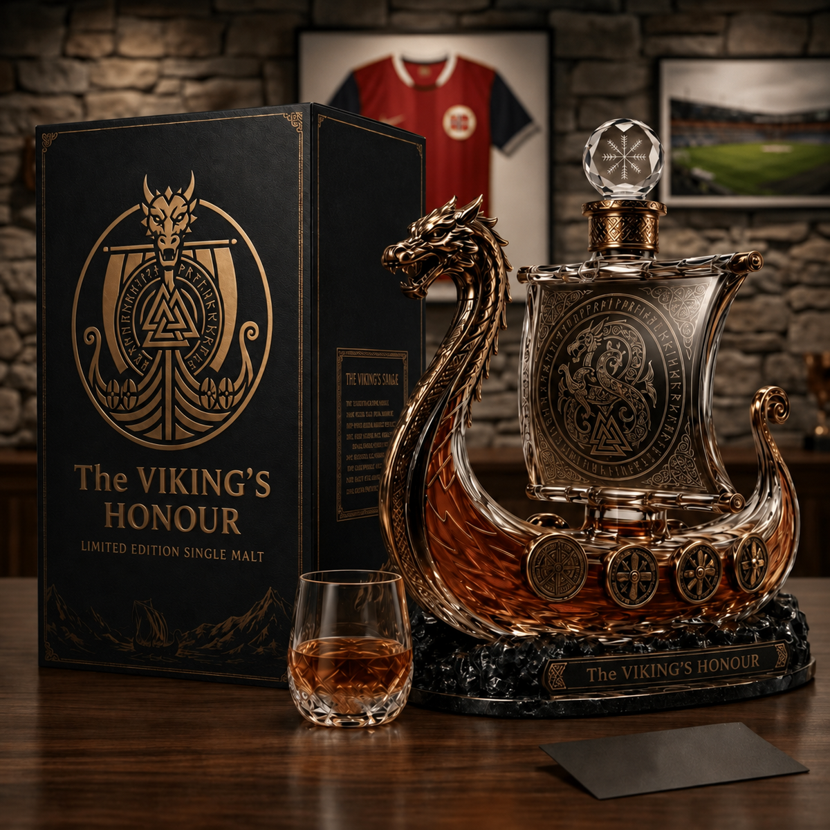 🛡️⚔️A Bold Centerpiece for Your Home Bar - Limited Edition Viking Dragon Ship Crystal Decanter🥃