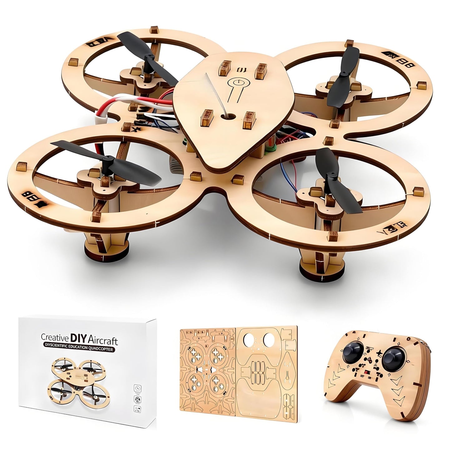 🏆 DIY Wooden RC Drone Kit – STEM Building Toy for Teens & Adults