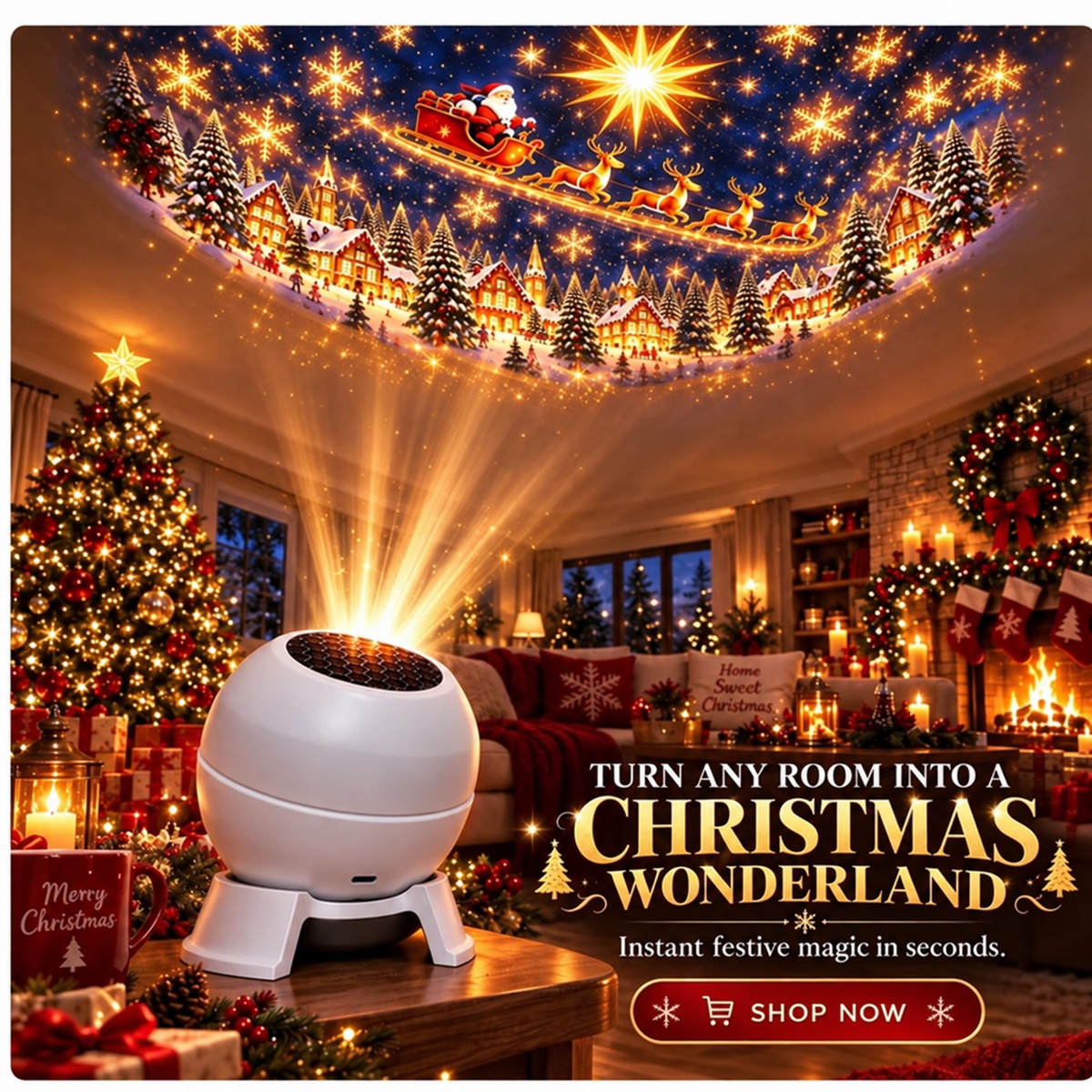 ✨Christmas Rotating Projector Light – 8 Festive Scenes🎄