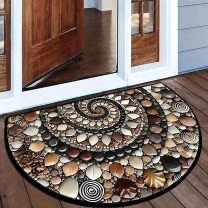 Coastal Spiral™ – Ocean-Inspired Pebble & Seashell Mat