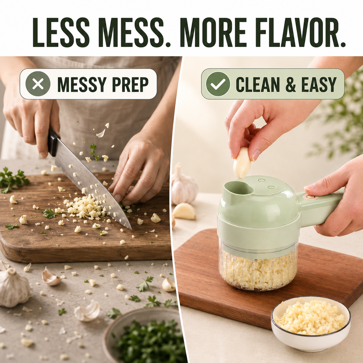 🔥 4-in-1 Electric Chopper 🧄 Slice, Mince, Peel & Clean with Ease