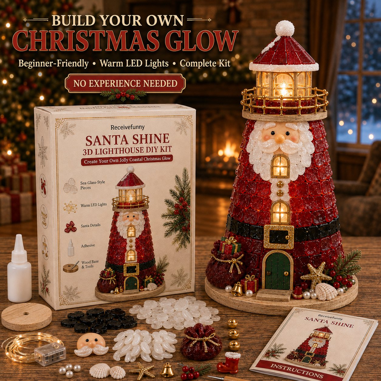 ✨Light‑Up Christmas Character Lighthouse | Complete DIY Craft Kit For Holiday Decor