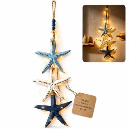 2026 Hot Sale🔥LED Lighted Nautical Wooden Starfish & Fish Hanging Wall Art