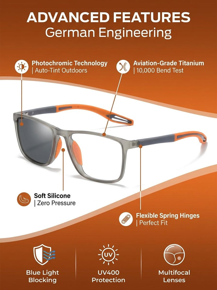 👓✨ Smart zoom photosensitive glasses, one pair covers both near and far vision with no need to switch other glasses. Built-in smart sensor auto-tints outdoors and turns into professional sunglasses in seconds 🕶️.