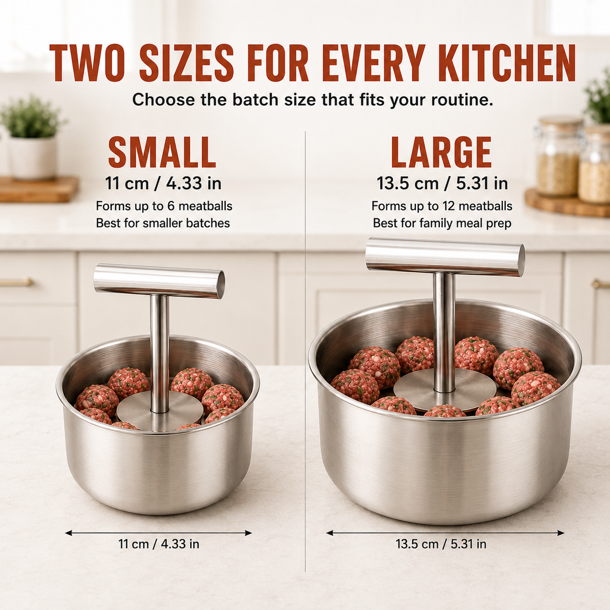 🥩 Stainless Steel 6-Hole Meatball Maker, Quick DIY Tool for Meat Balls, Fish Balls, Veggie Balls & Ice Cream