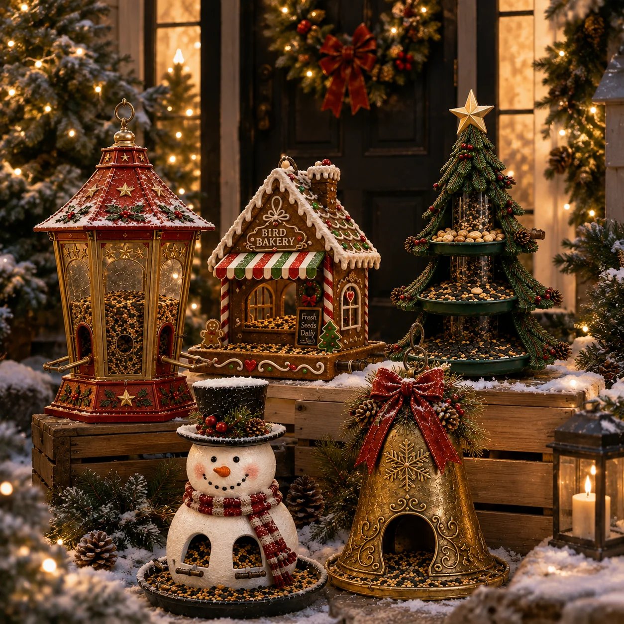 🐦Christmas Themed Bird Feeder Set | Decorative Hanging Backyard Feeders