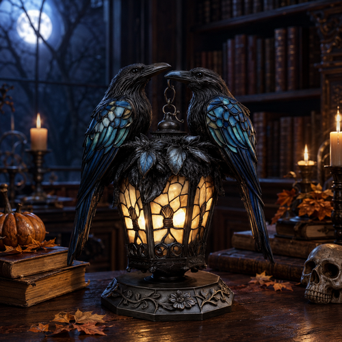 💟Mysterious Glow - Gothic Raven & Cardinal Night Lamp🐦‍⬛🔥
