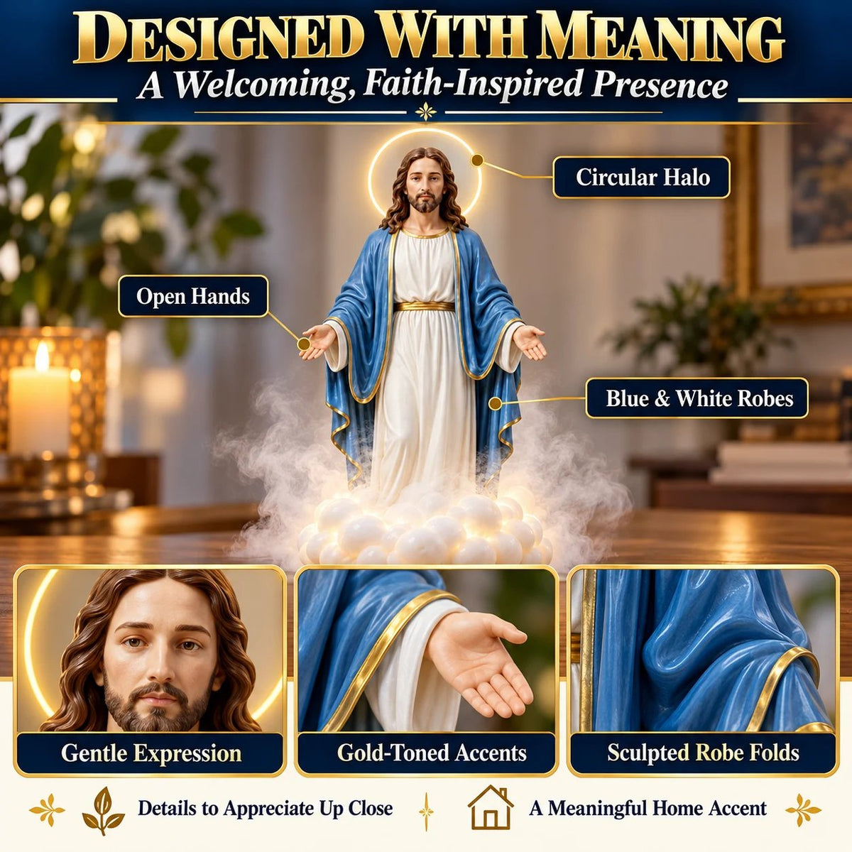 ✝️ Ahlwocore Illuminated Jesus Cloud Mist Humidifier – Warm Halo Light & Faith-Inspired Home Décor