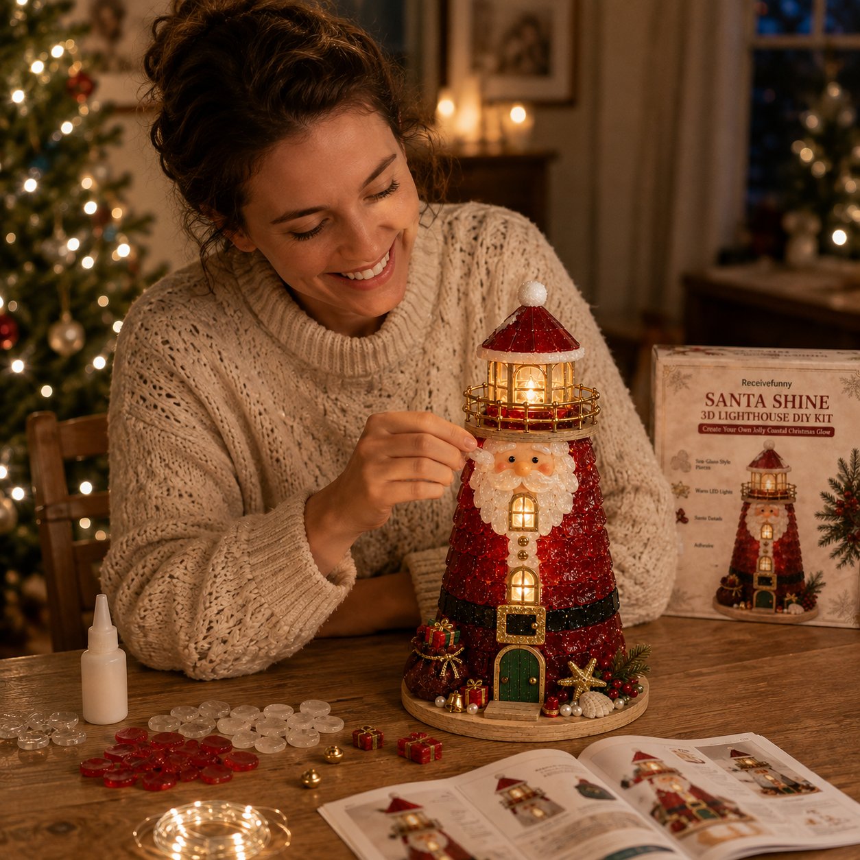 ✨Light‑Up Christmas Character Lighthouse | Complete DIY Craft Kit For Holiday Decor
