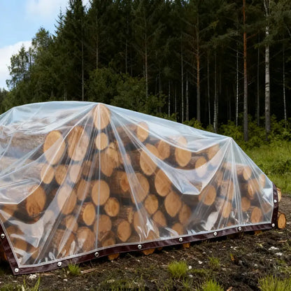 ☔Clear Waterproof PE Tarp, Transparent Outdoor Cover with Metal Grommets
