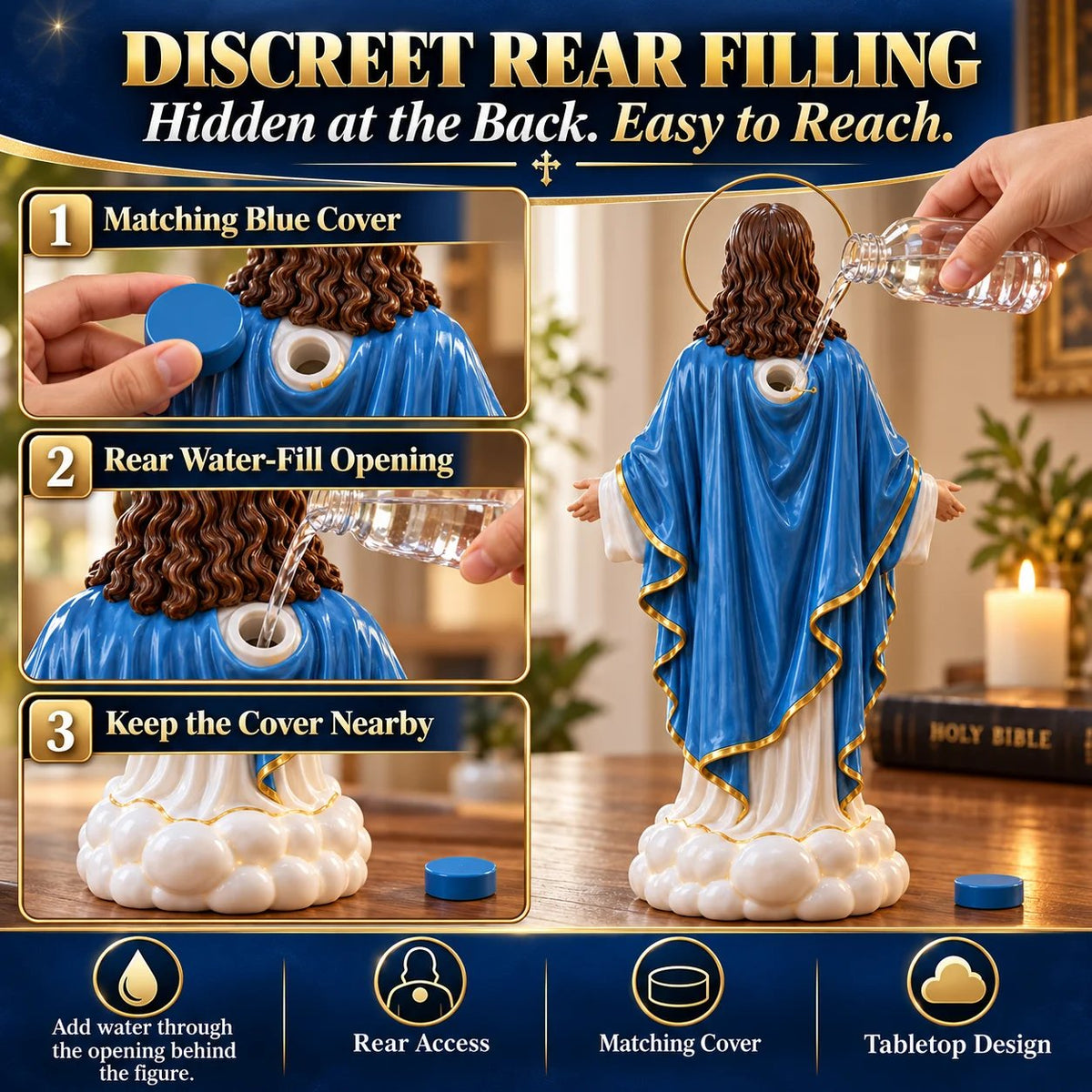 ✝️ Ahlwocore Illuminated Jesus Cloud Mist Humidifier – Warm Halo Light & Faith-Inspired Home Décor