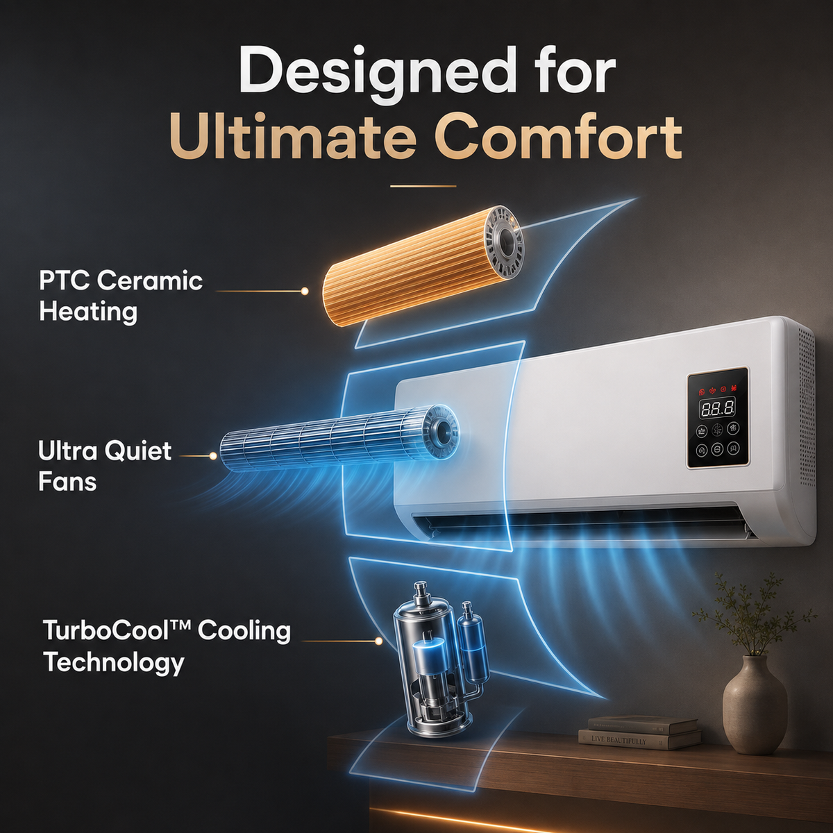 Fast Cooling & Heating❄️🔥 2-in-1 Wall-Mounted Heater & Air Cooler | Built for Everyday Living🍃