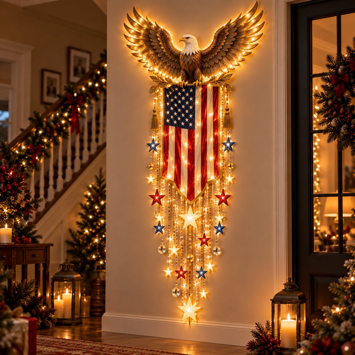 🗽 Liberty 250 Starfall Wall Glow – Patriotic Anniversary Lighted Keepsake