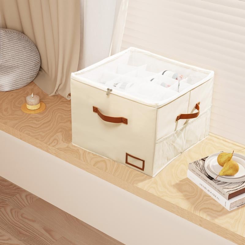 👟Space-Saving Fabric Shoe Storage Box with Clear Lid