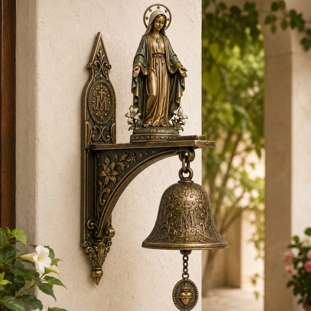 ✨ Our Lady of Grace Miraculous Medal Wall Bell – A Meaningful Catholic Gift for Mom, Grandma & Women of Faith