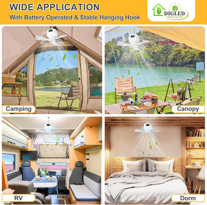 🌟2-in-1 Rechargeable Camping Lantern & Fan – Portable, Hangable & USB Rechargeable