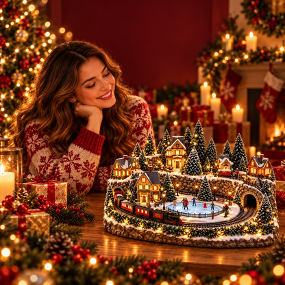 🔥 🚂 Animated Holiday Train & Ice Rink Scene ✨