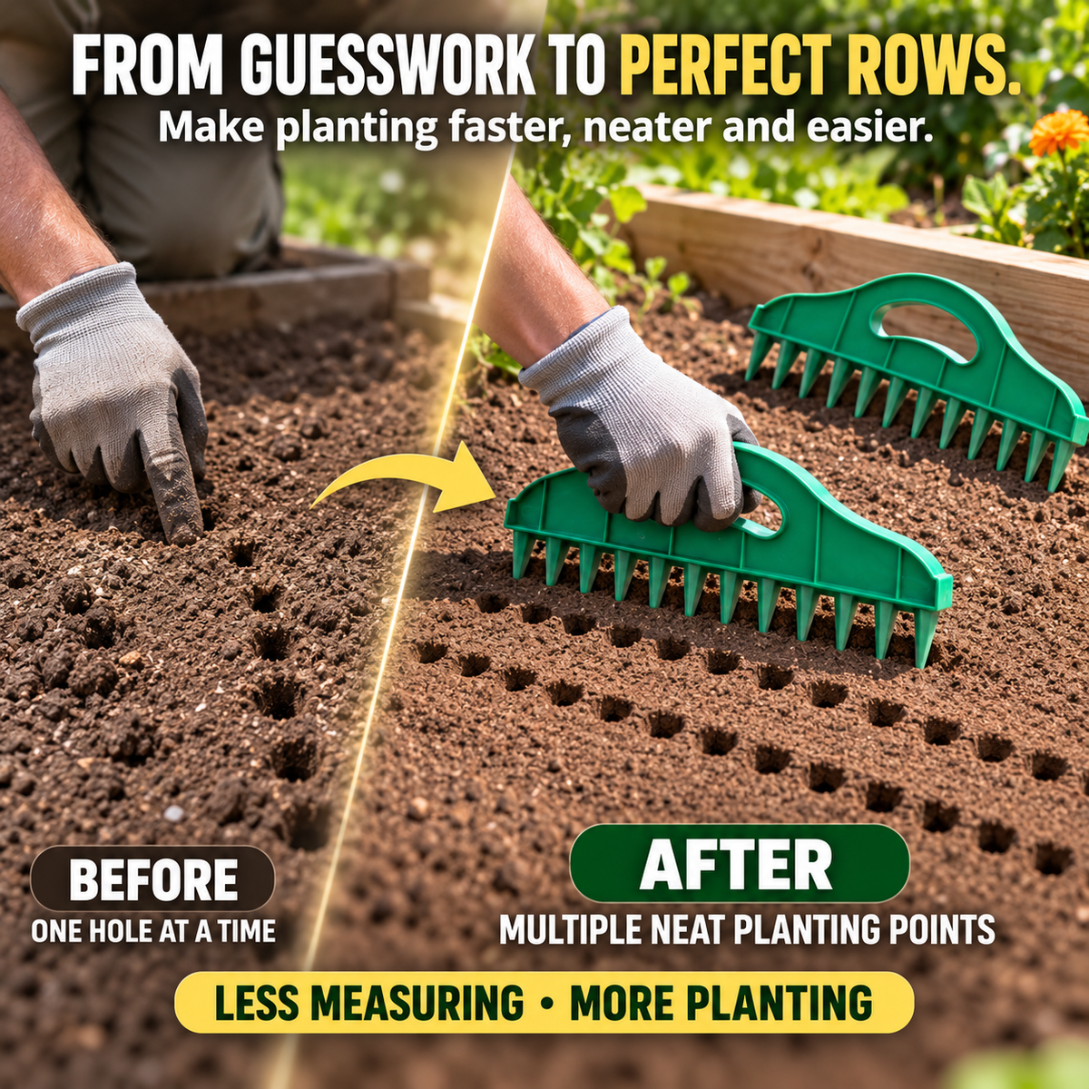 🌱 2-Pack Garden Furrow Maker & Seed Spacing Tool Set