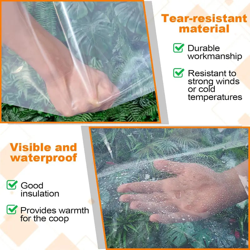 ☔Clear Waterproof PE Tarp, Transparent Outdoor Cover with Metal Grommets