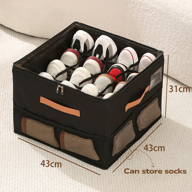 👟Space-Saving Fabric Shoe Storage Box with Clear Lid