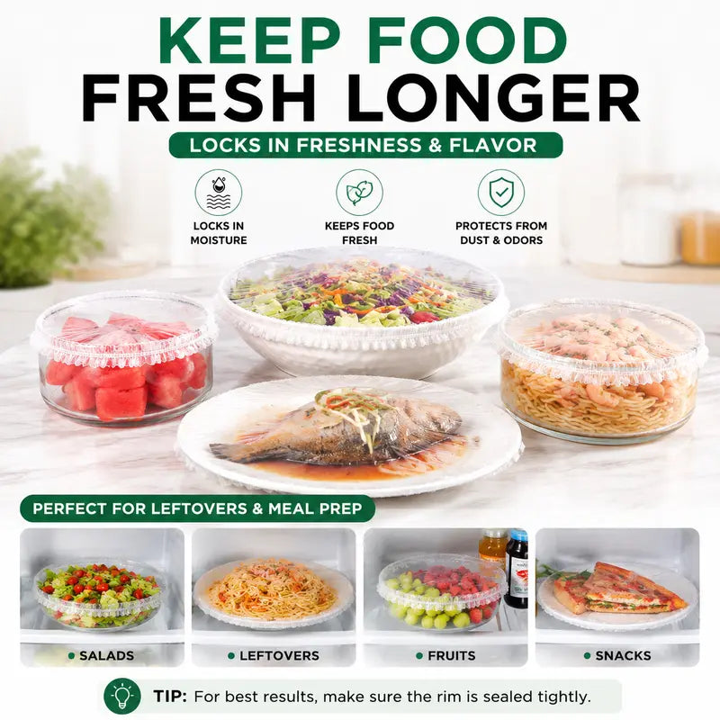 💥Special Offer💥Disposable Elastic Stretch Food Covers 100PCS | Quick Food Storage for Bowls & Plates