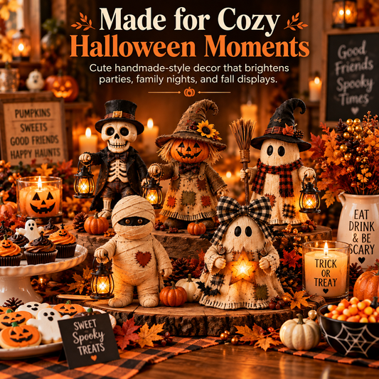 🎃 Halloween Monster Lantern Figurines – 5 Cozy Spooky Styles