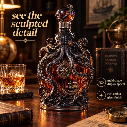 🐙 Kraken-Inspired Whiskey Decanter – Sculpted Nautical Display Bottle