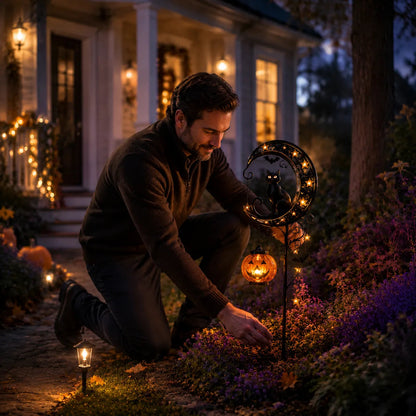 💝Deserve All The Prize🐈⬛ Solar Black Cat Garden Stake Light 🎃 Create a Magical Halloween Night