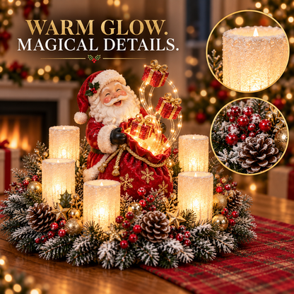 🎄 Lighted Christmas Centerpiece with Warm Flameless Candle Glow – 5 Festive De