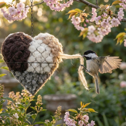 🪶Handmade Heart-Shaped Alpaca Fiber for Bird Nesting-Help Wild Birds Build Warm Nests