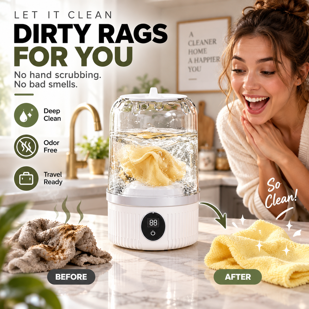 Ahlwocore mini portable cordless washing machine - White