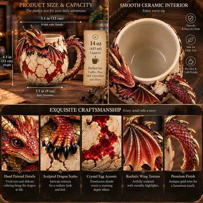 ⏳ Last Day 50% OFF – 🐉 Dragonbound  Sculpted Dragon Mug Collection | 6 Fantasy Realm Designs with Raised 3D Dragon Details ☕