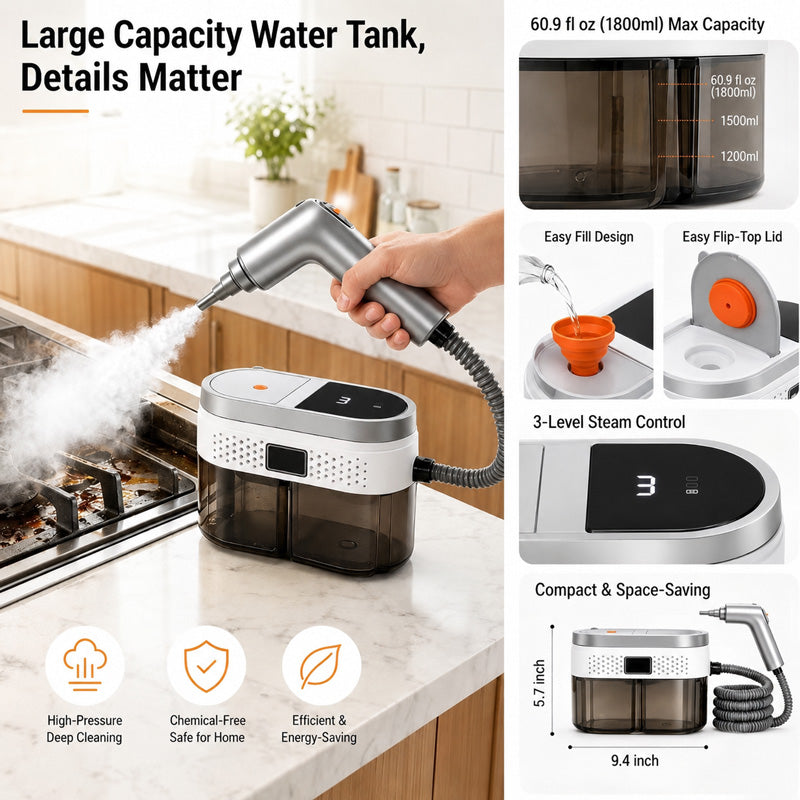 itoolmax high heat steam cleaner with large capacity water tank
