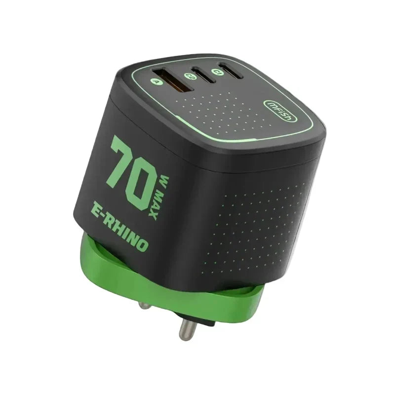 🔋70W GaN Global Travel Charger – 3-Port 4-in-1 Rotary Plug
