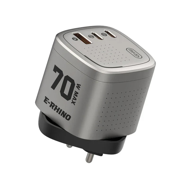 🔋70W GaN Global Travel Charger – 3-Port 4-in-1 Rotary Plug