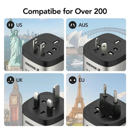 ⚡ 70W GaN Universal Travel Adapter – 3-Port Fast Charging with Rotary Plug🌍